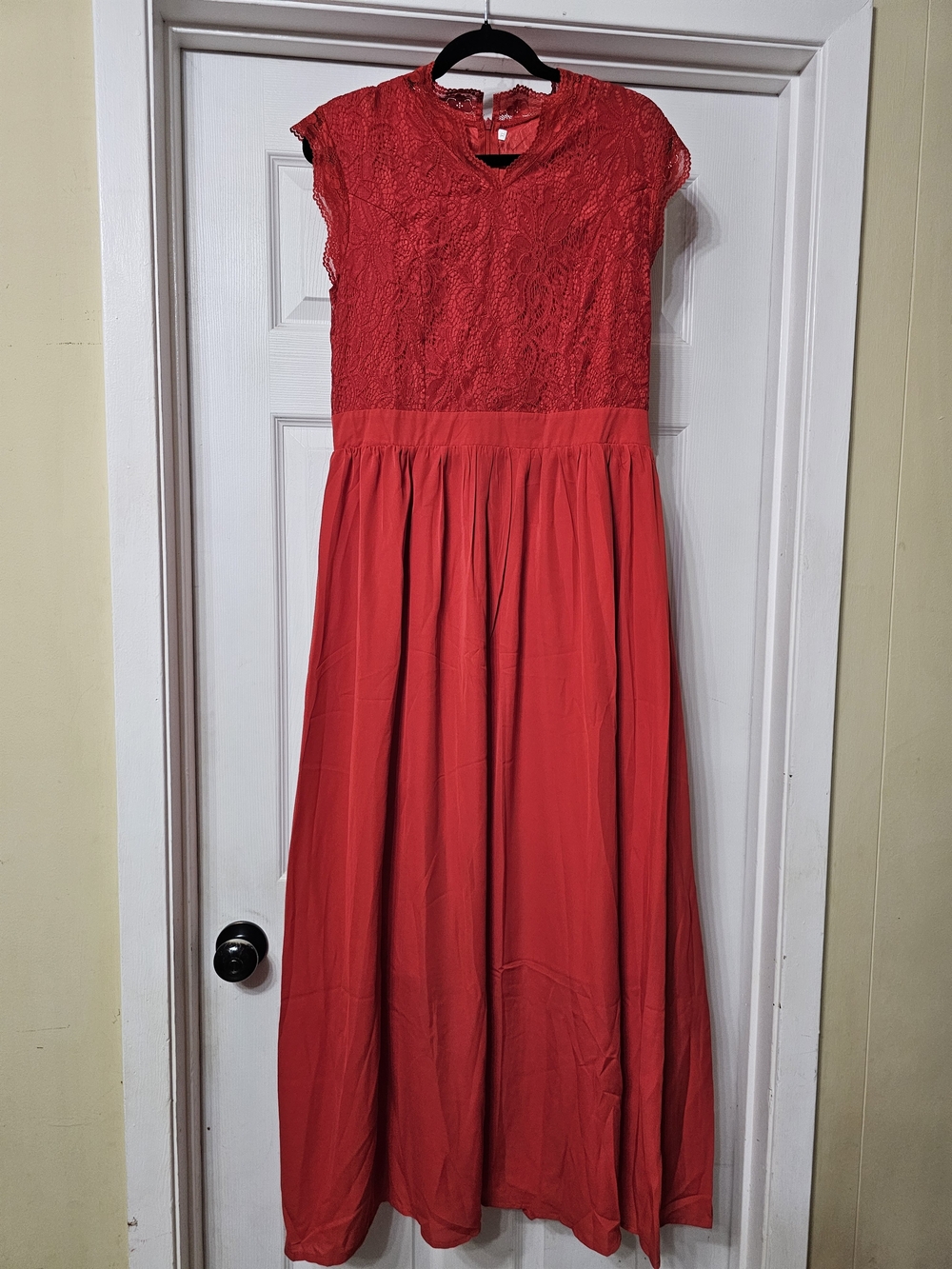Red Lace Bodice Maxi Dress